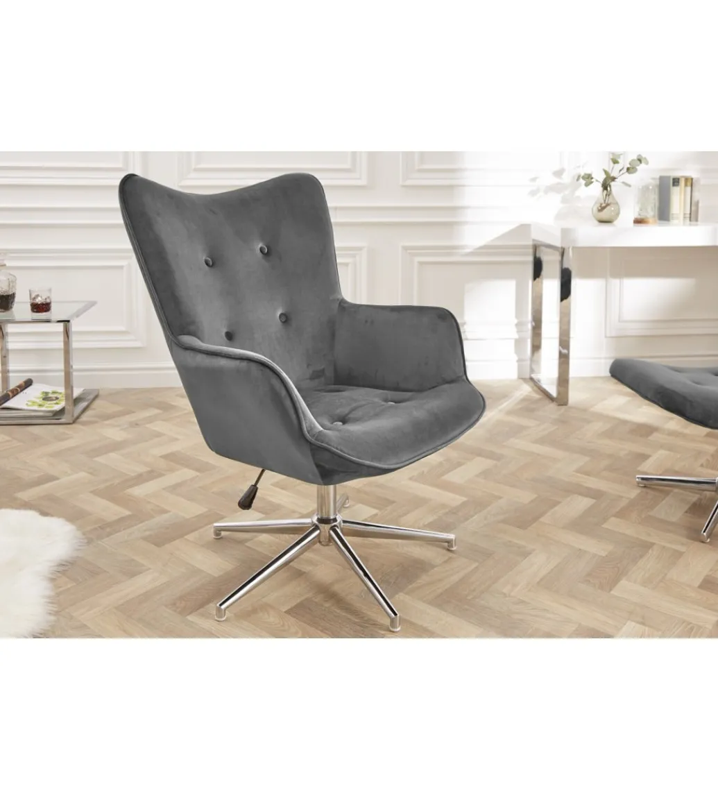 Fotel Lounger 110 Cm- 110 Cm Szary Aksamit*Invicta Interior New