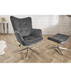 Fotel Lounger 110 Cm- 110 Cm Szary Aksamit*Invicta Interior New