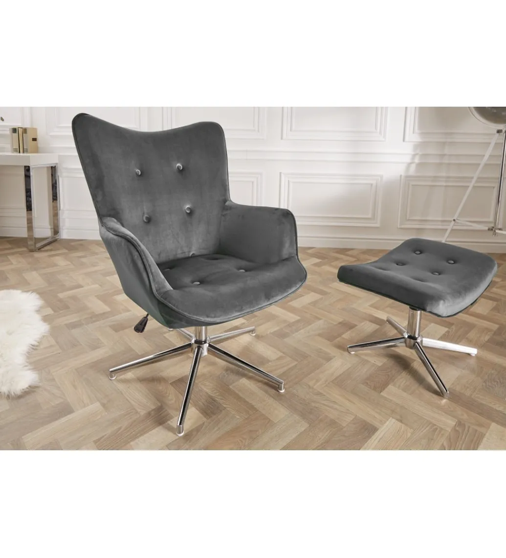 Fotel Lounger 110 Cm- 110 Cm Szary Aksamit*Invicta Interior New