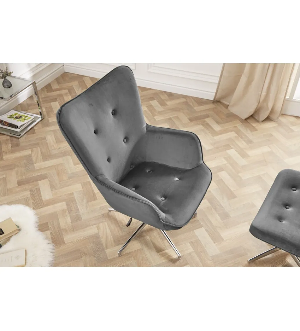 Fotel Lounger 110 Cm- 110 Cm Szary Aksamit*Invicta Interior New