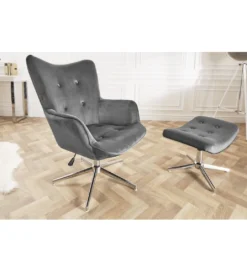 Fotel Lounger 110 Cm- 110 Cm Szary Aksamit*Invicta Interior New