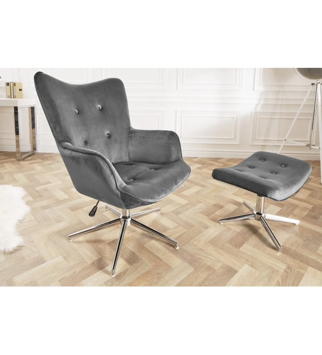 Fotel Lounger 110 Cm- 110 Cm Szary Aksamit*Invicta Interior New
