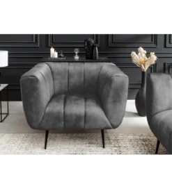Fotel NOBLESSE aksamit szary*Invicta Interior Hot
