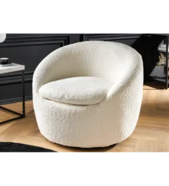 Fotel obrotowy BABYLON bouclé biały*Invicta Interior Hot