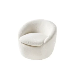Fotel obrotowy BABYLON bouclé biały*Invicta Interior Hot