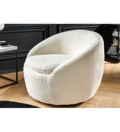 Fotel obrotowy BABYLON bouclé biały*Invicta Interior Hot