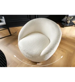 Fotel obrotowy BABYLON bouclé biały*Invicta Interior Hot