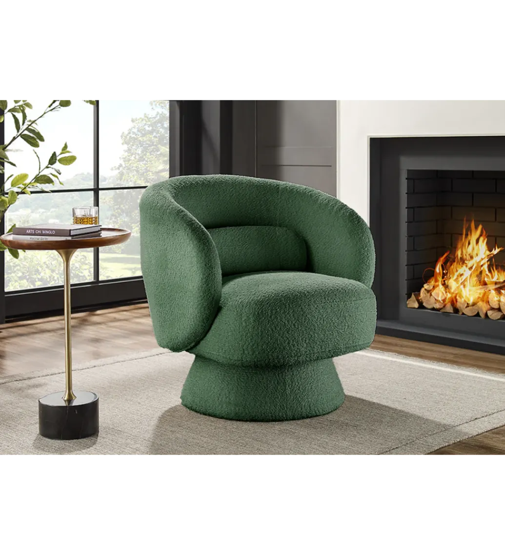 Fotel obrotowy BOSSA NOVA bouclé zielony*Invicta Interior Clearance