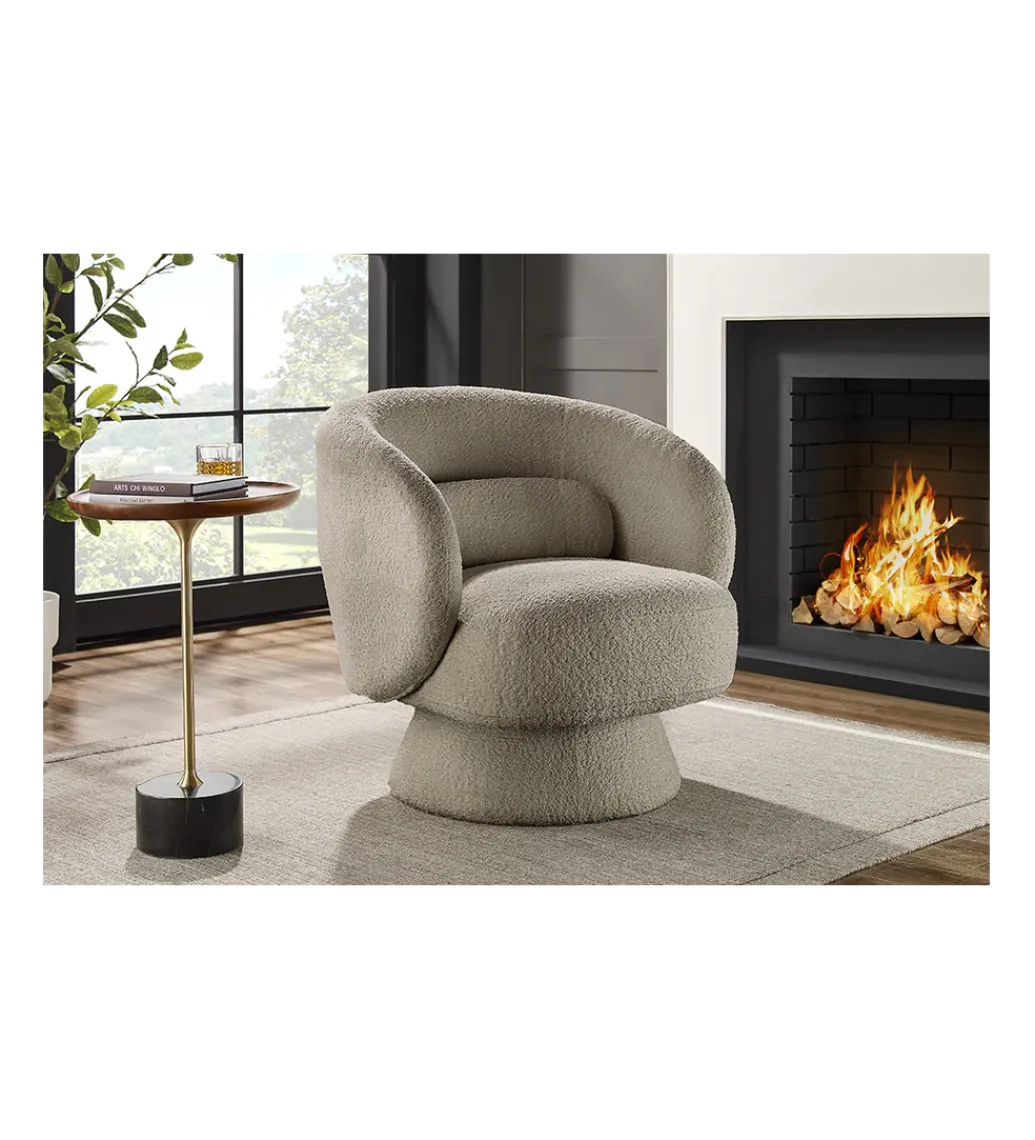 Fotel obrotowy BOSSA NOVA bouclé taupe*Invicta Interior Discount