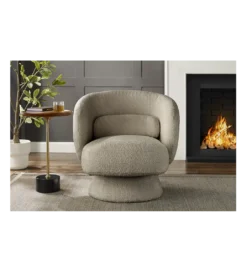 Fotel obrotowy BOSSA NOVA bouclé taupe*Invicta Interior Discount