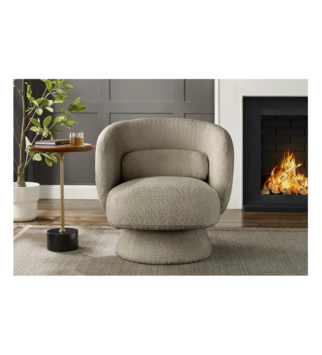 Fotel obrotowy BOSSA NOVA bouclé taupe*Invicta Interior Discount