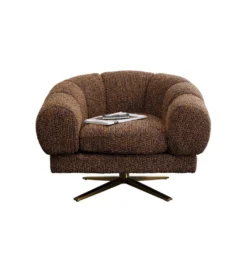 Fotel obrotowy JANNO 68 cm bouclé brązowe*KARE Best