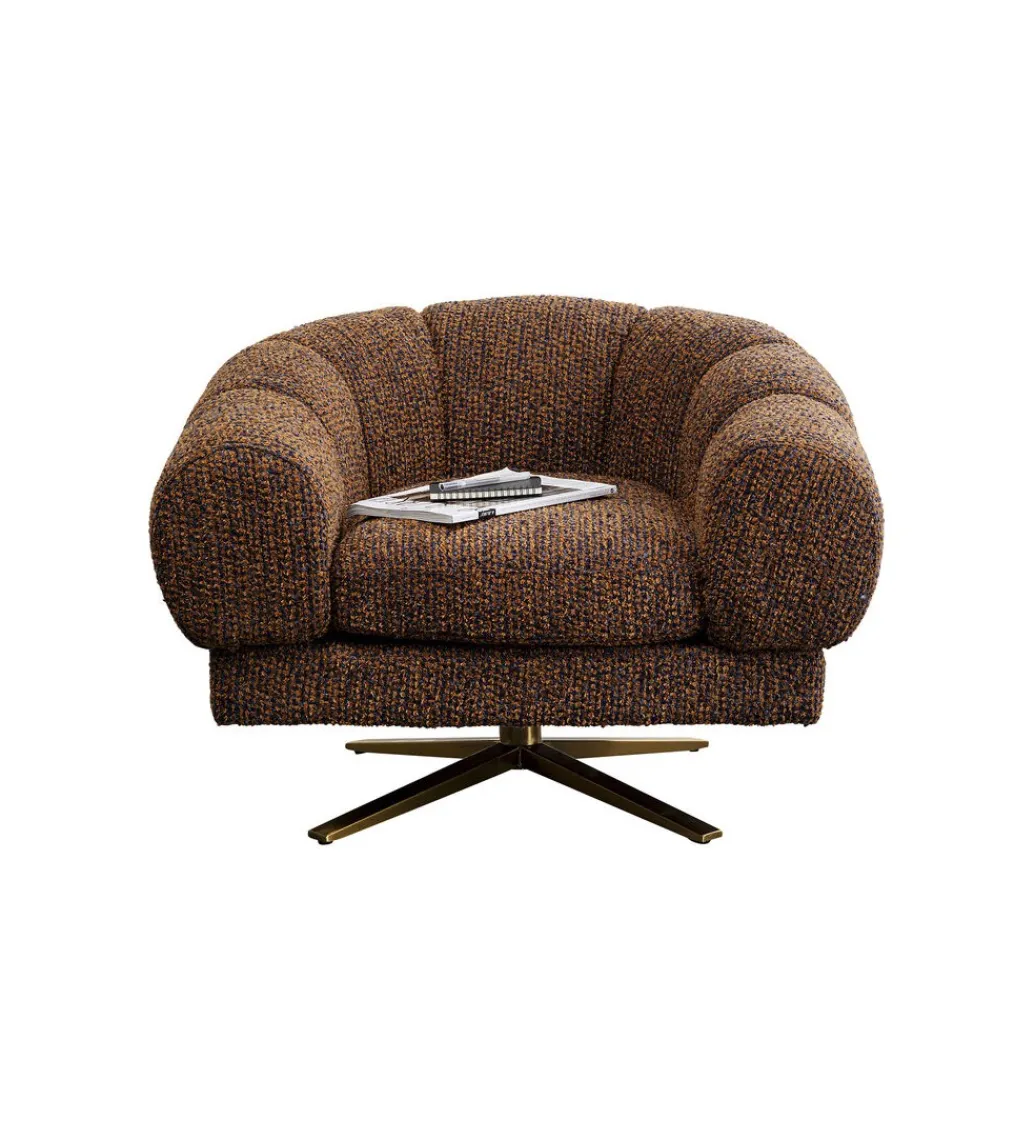 Fotel obrotowy JANNO 68 cm bouclé brązowe*KARE Best