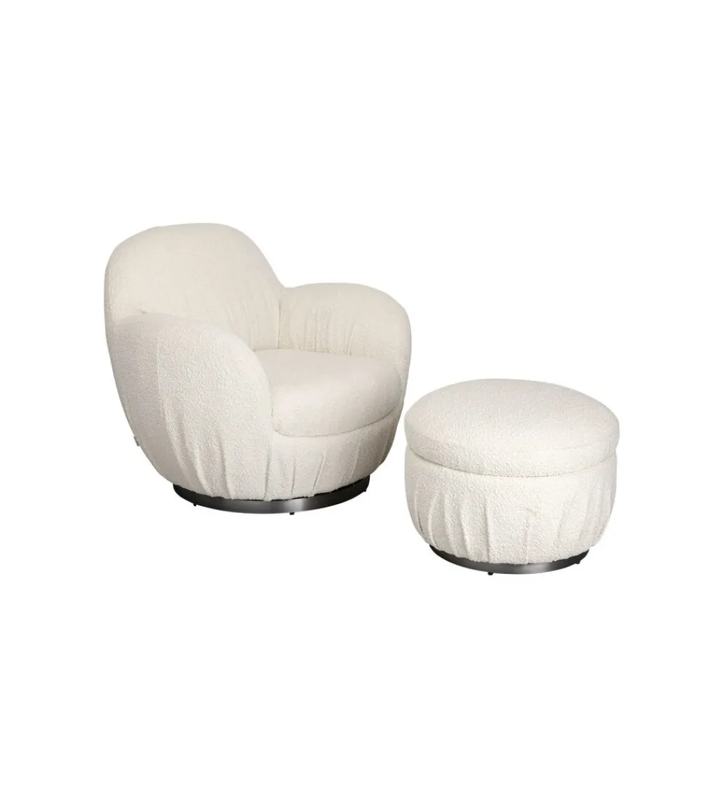 Fotel obrotowy Nube Bouclé 88 cm kremowy*KARE