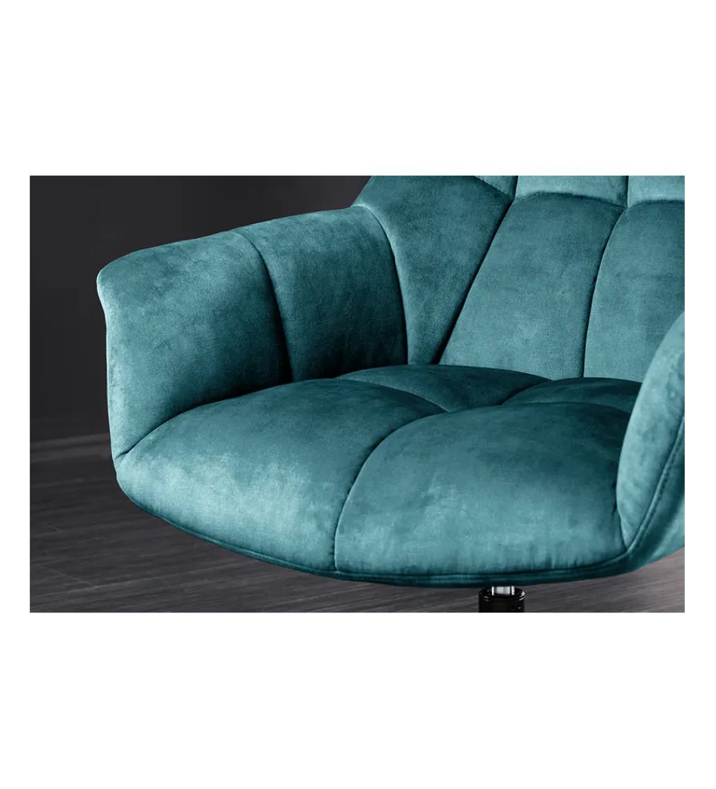 Fotel obrotowy PAPILLON od 83 do 90 cm aksamit morski*Invicta Interior - przedsprzedaż Discount