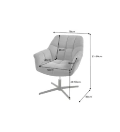 Fotel obrotowy PAPILLON od 83 do 90 cm aksamit morski*Invicta Interior - przedsprzedaż Discount