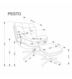 Fotel obrotowy PESTO z podnóżkiem beżowy*Halmar Online
