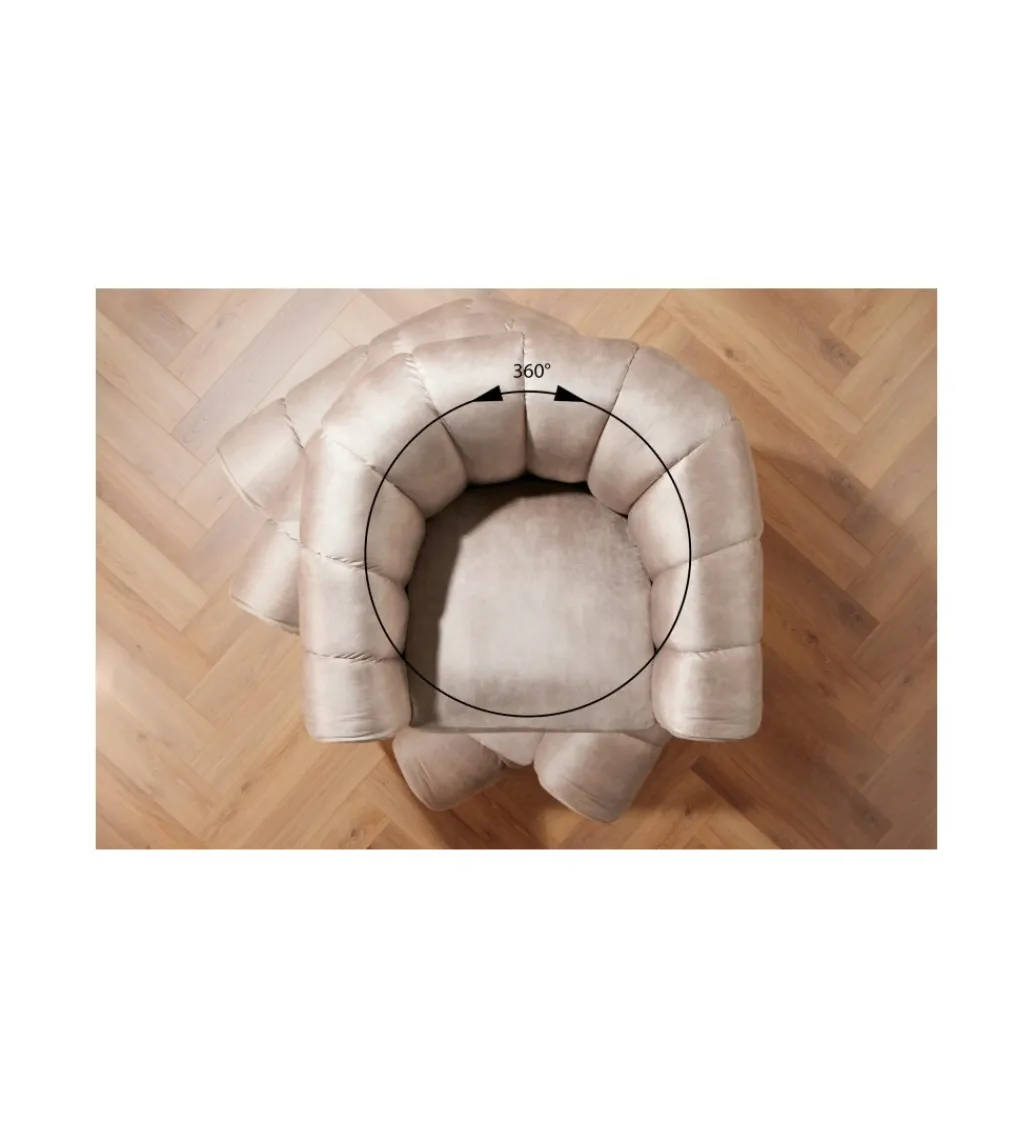 Fotel obrotowy 360 stopni LINO 103 cm greige*Invicta Interior Outlet