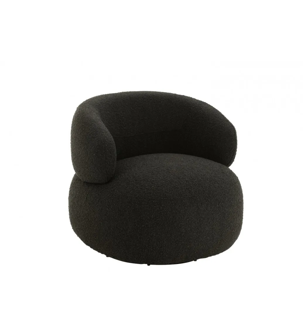 Fotel obrotowy Swivel II Bouclé 82 cm czarny*J-Line Best