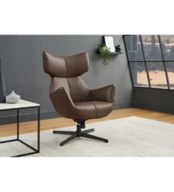 Fotel obrotowy VOGUE skórzany brązowy*Invicta Interior - przedsprzedaż New