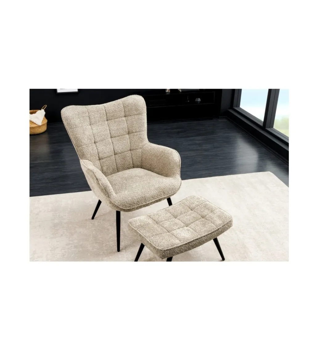 Fotel RAMIRO scandinavia Bouclé beżowy*Invicta Interior Discount