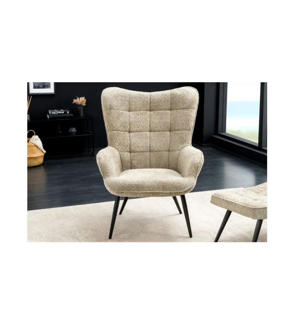 Fotel RAMIRO scandinavia Bouclé beżowy*Invicta Interior Discount