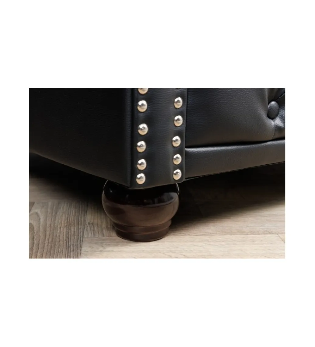 Fotel RONNI Chesterfield 110 cm czarny*Invicta Interior Discount