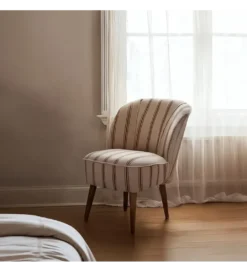 Fotel STRIMERS 73 cm biały w paski z terrakoty*Zona-Design New