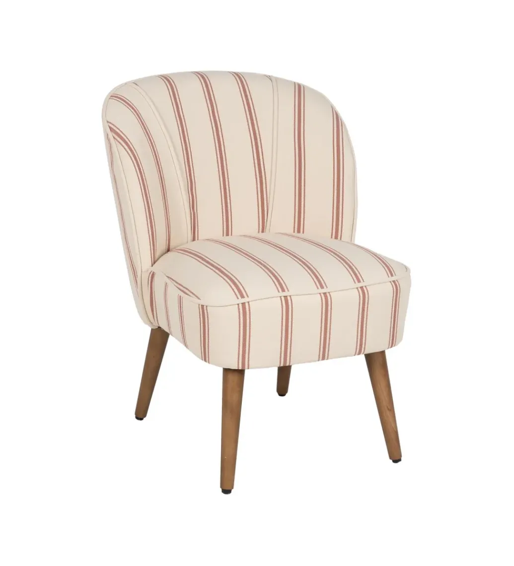 Fotel STRIMERS 73 cm biały w paski z terrakoty*Zona-Design New