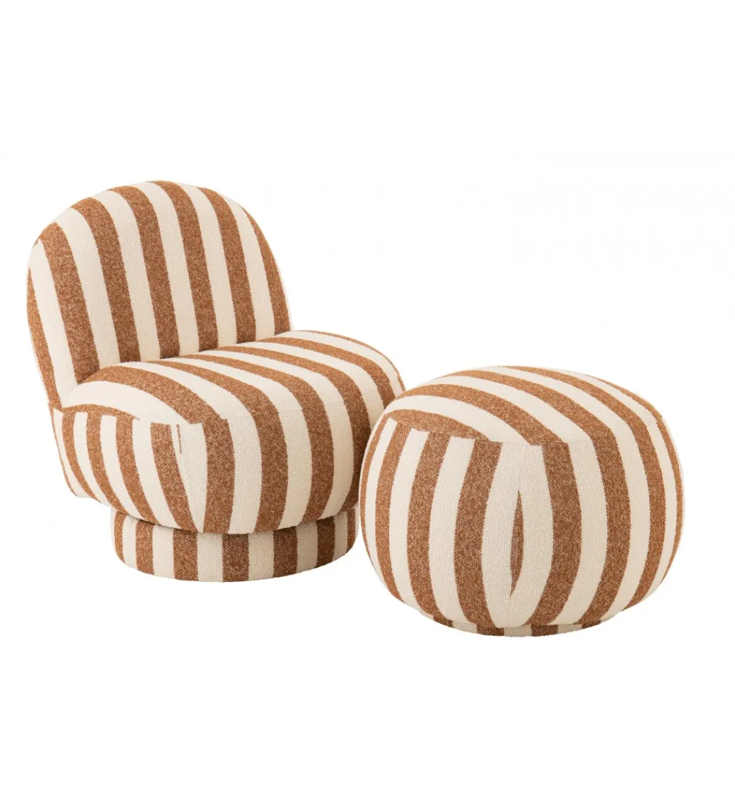 Fotel STRIPED 72 cm białokarmelowy*J-Line Sale