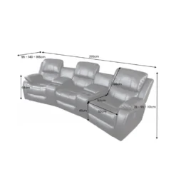 Fotel trzyosobowy DALLAS Hollywood 295 cm czarny*Invicta Interior Discount