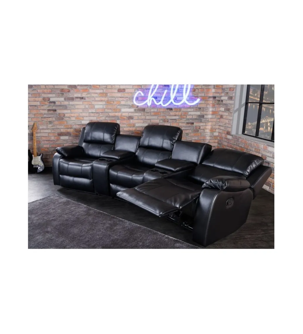 Fotel trzyosobowy DALLAS Hollywood 295 cm czarny*Invicta Interior Discount