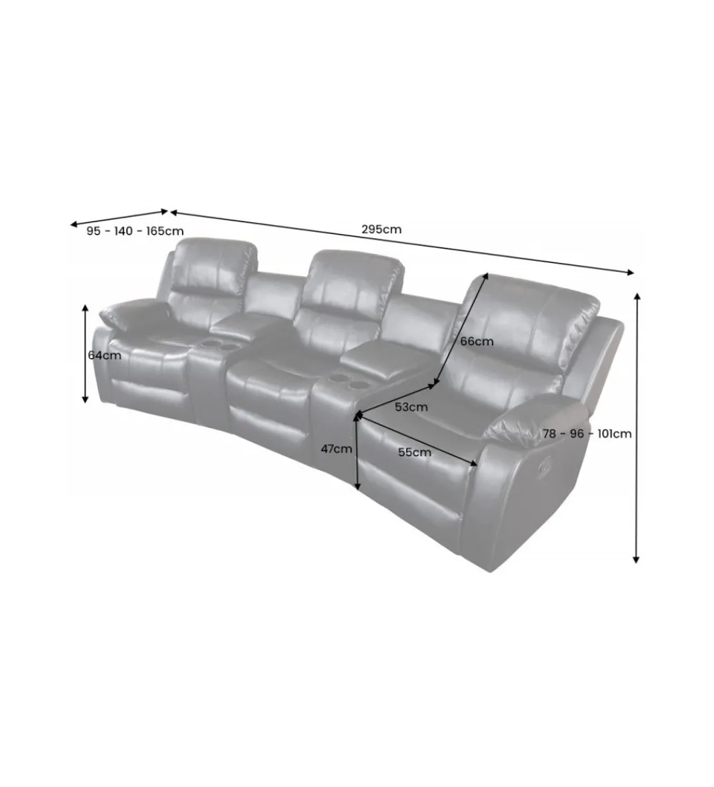 Fotel trzyosobowy DALLAS Hollywood 295 cm szary*Invicta Interior - przedsprzedaż Outlet