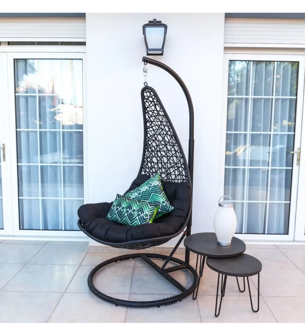 Fotel wiszący POLE DIDO 192 cm rattan czarny*Zona-Design