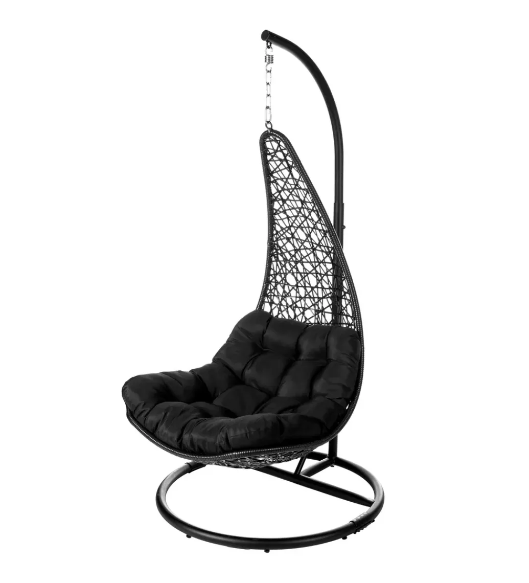 Fotel wiszący POLE DIDO 192 cm rattan czarny*Zona-Design