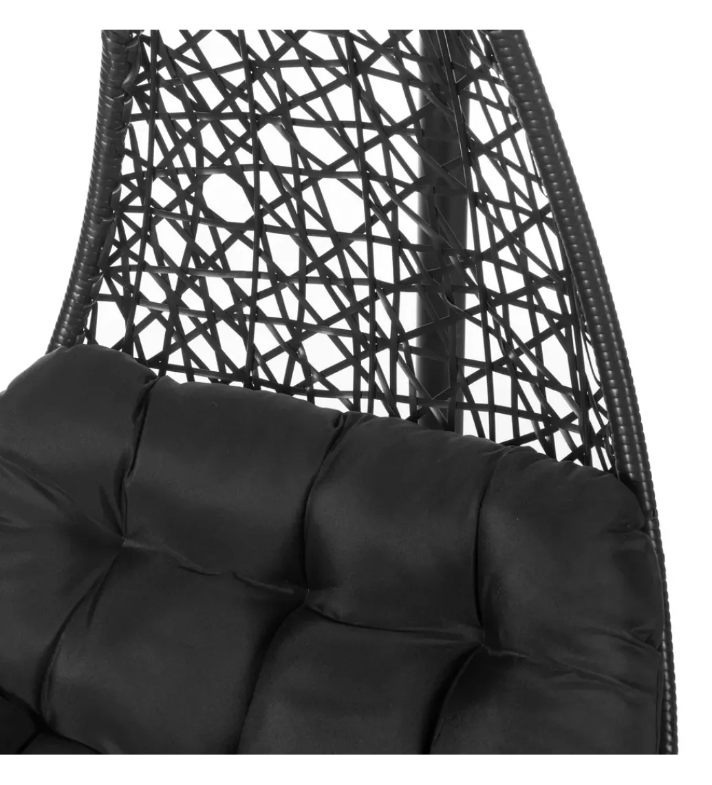 Fotel wiszący POLE DIDO 192 cm rattan czarny*Zona-Design