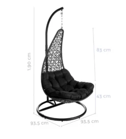 Fotel wiszący POLE DIDO 192 cm rattan czarny*Zona-Design