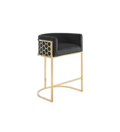 Hoker ELEGANCE welwet czarny złote nogi*Invicta Interior Online