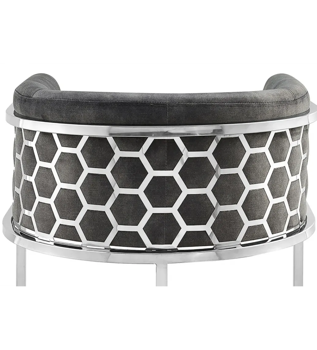 Hoker ELEGANCE welwet szary srebrne nogi*Invicta Interior Hot