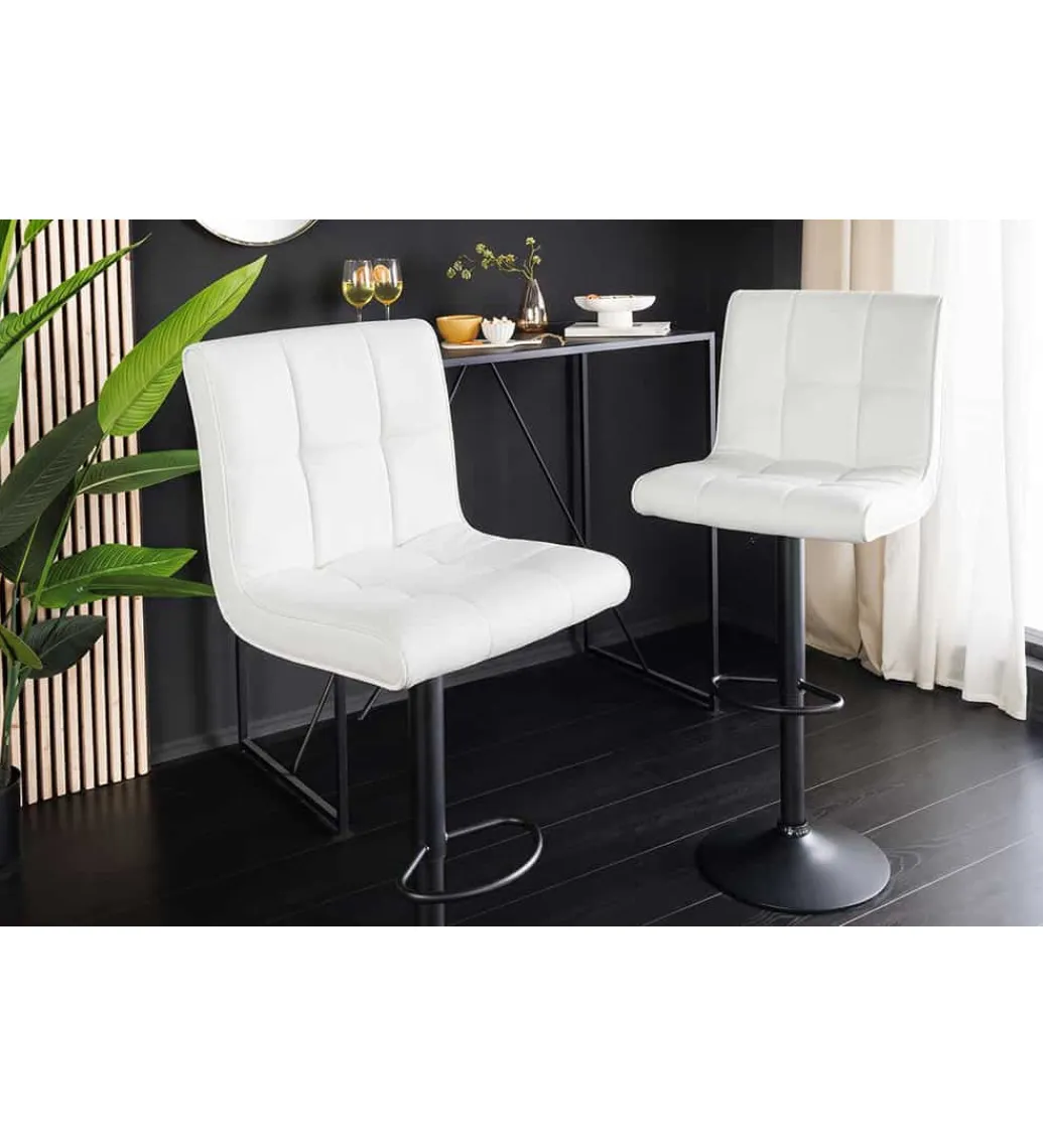 Hoker MODENA od 92 cm do 115 cm 360 stopni obrotu biały skórzany*Invicta Interior - przedsprzedaż Clearance