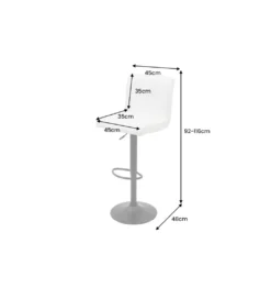 Hoker MODENA od 92 cm do 115 cm 360 stopni obrotu biały skórzany*Invicta Interior - przedsprzedaż Clearance