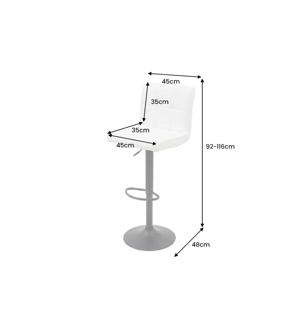 Hoker MODENA od 92 cm do 115 cm 360 stopni obrotu biały skórzany*Invicta Interior - przedsprzedaż Clearance
