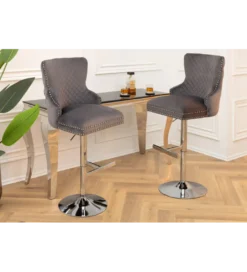Hoker z kołatką CASTLE regulacja welur szary*Invicta Interior - przedsprzedaż Outlet