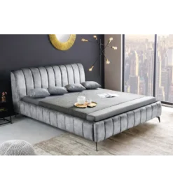 Łóżko AMSTERDAM 160 x 200 cm welur szare*Invicta Interior Hot