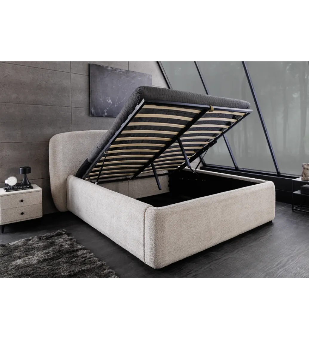 Łóżko ART DECO 180 x 200 cm bouclé beżowe*Invicta Interior Online