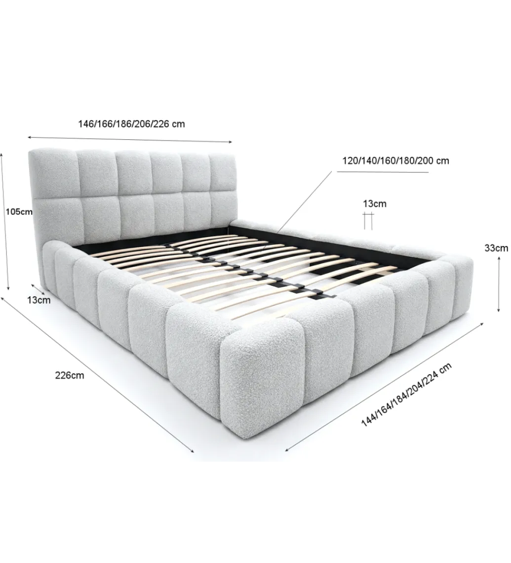 Łóżko BELLA z pojemnikiem na pościel od 120 do 200 cm wymiary do wyboru tkanina do wyboru*GZDDesign New