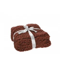 Koc pled Knitted 140 cm x 154 cm w odcieniach czerwonego*J-Line Best
