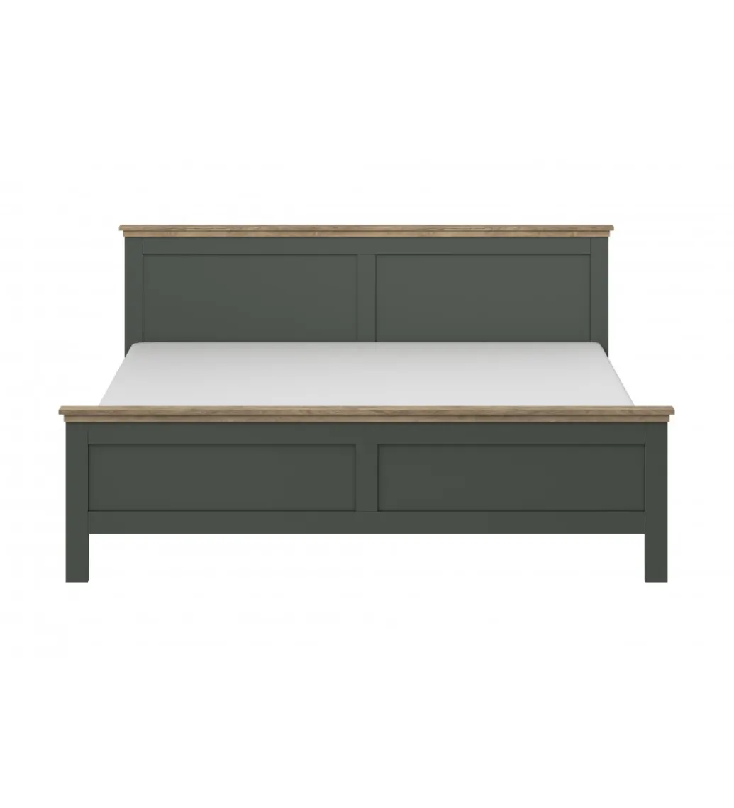 Łóżko EVORA 160 cm x 200 cm zielone z dodatkiem koloru dąb Lefkas*Helvetia Discount