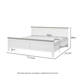 Łóżko EVORA 160 cm x 200 cm zielone z dodatkiem koloru dąb Lefkas*Helvetia Discount