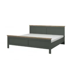 Łóżko EVORA 180 cm x 200 cm zielone z dodatkiem koloru dąb Lefkas*Helvetia Discount